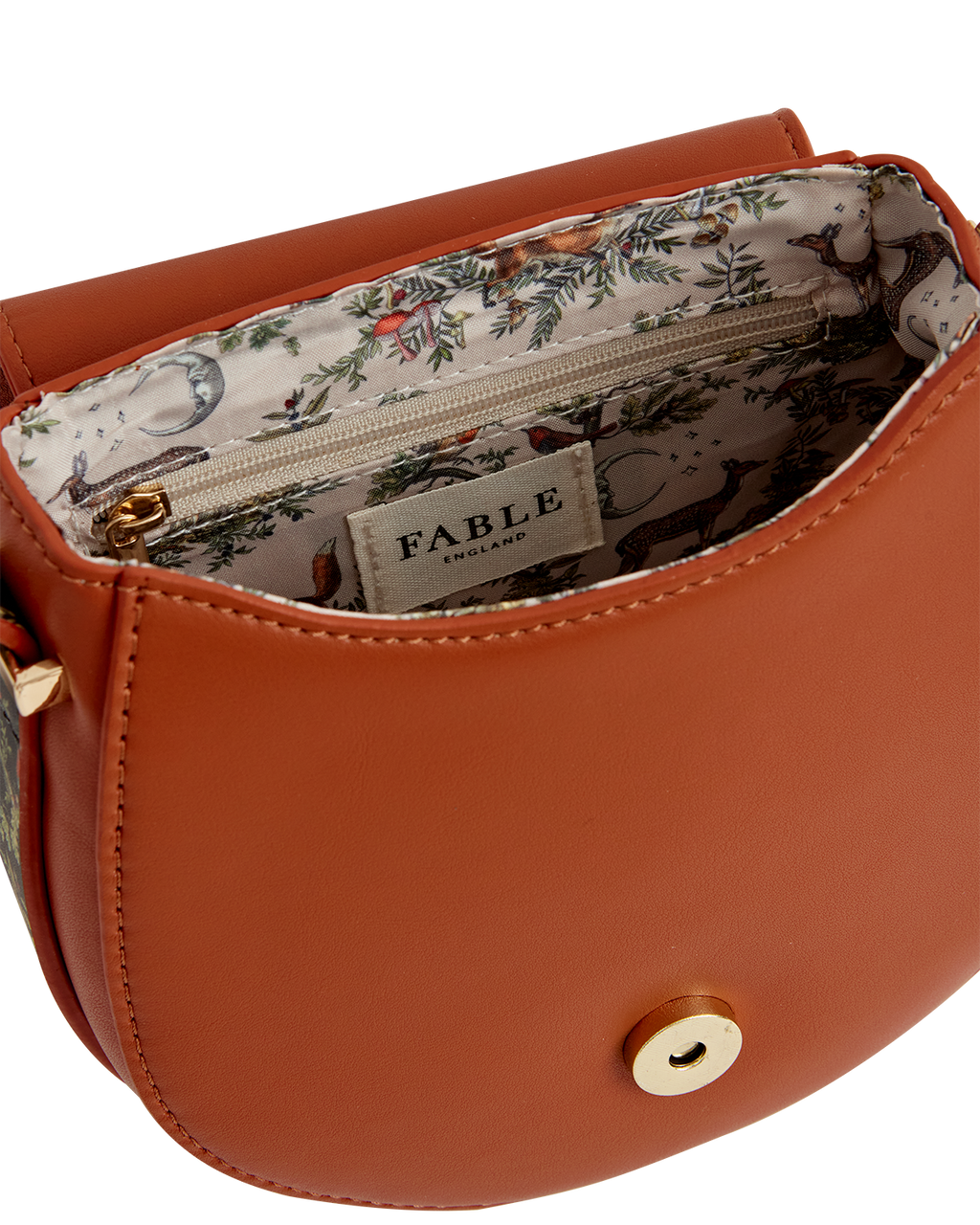 Woodland Toile Saddle Bag - Tan