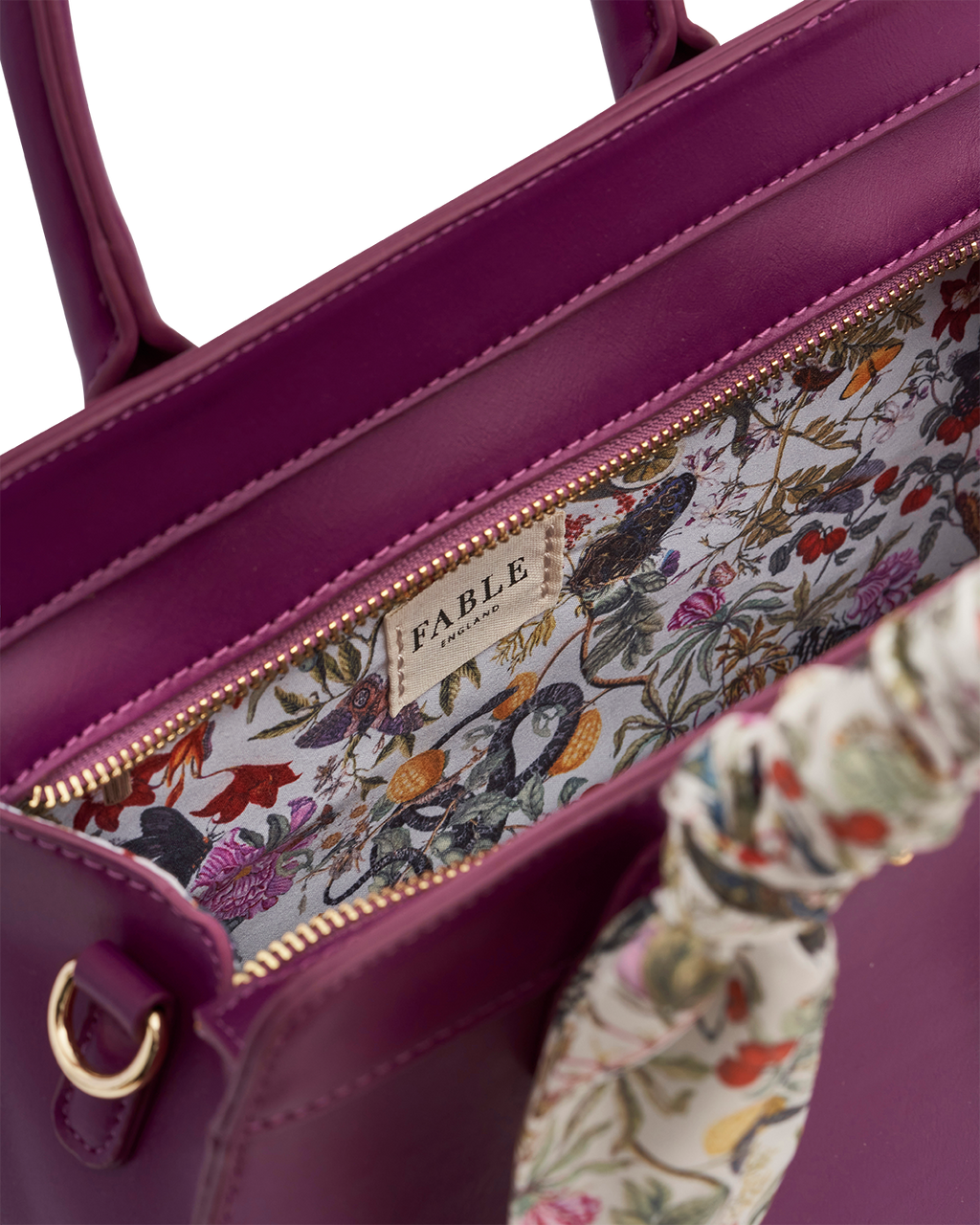 Floral Engravings Large Plum Tote