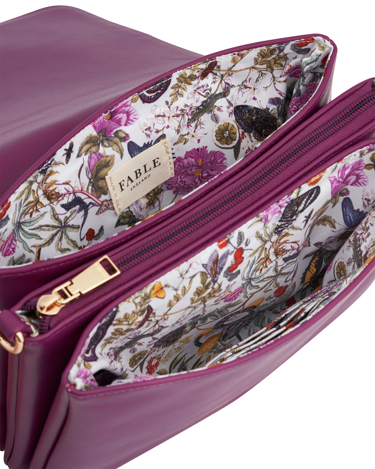 Floral Engravings Plum Crossbody Handbag