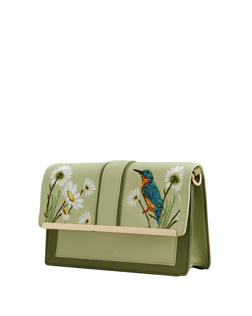 Embroidered Kingfisher Cross Body Bag