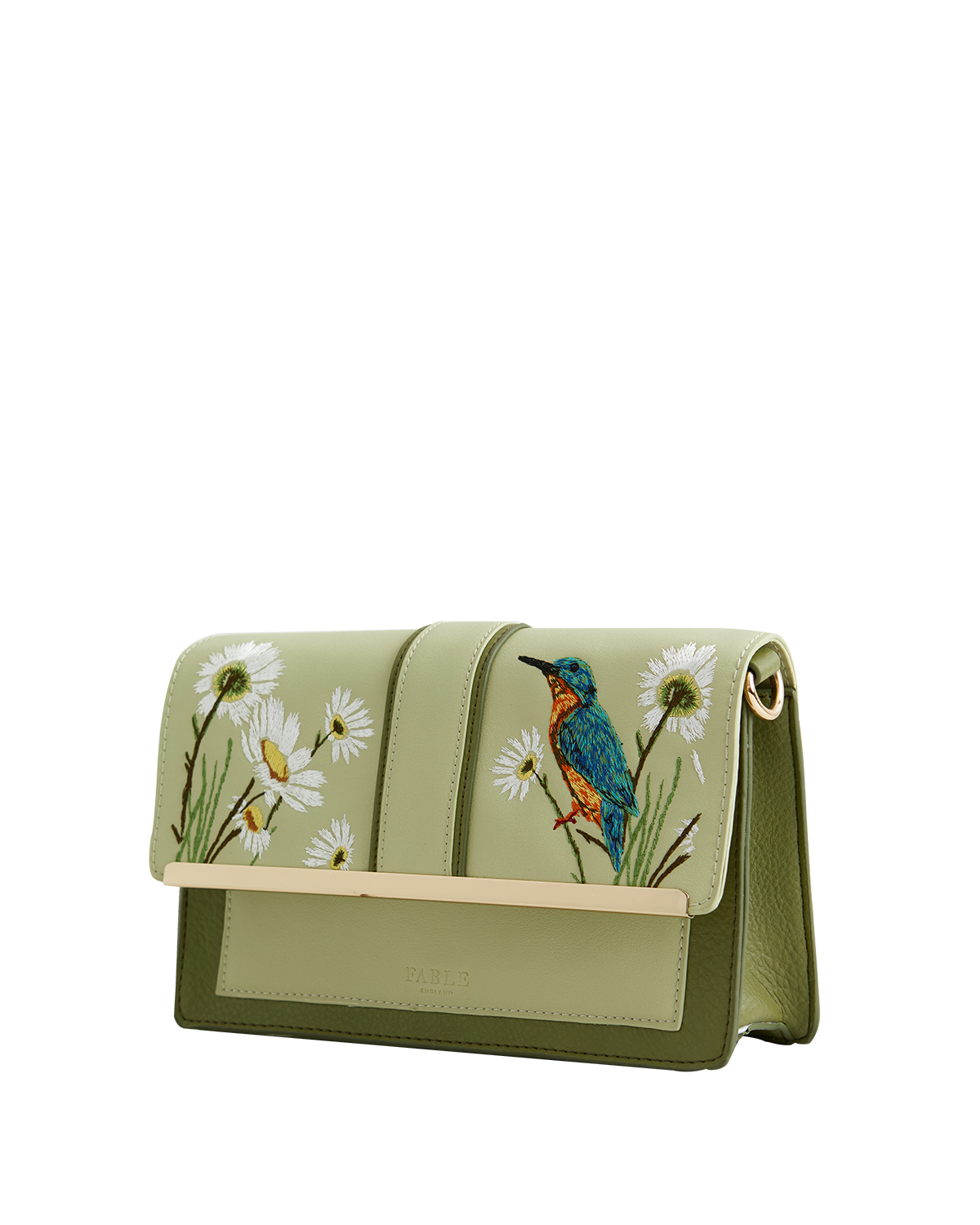 Embroidered Kingfisher Cross Body Bag