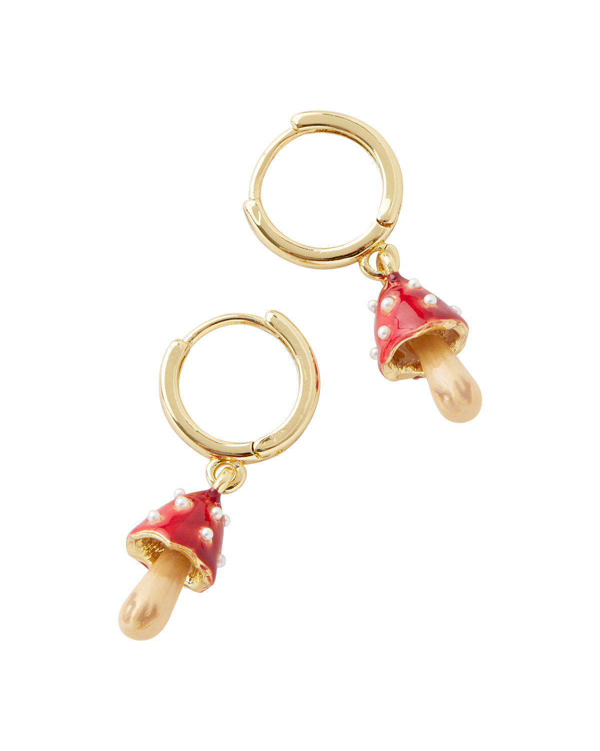 Enamel Mushroom Huggie Earrings