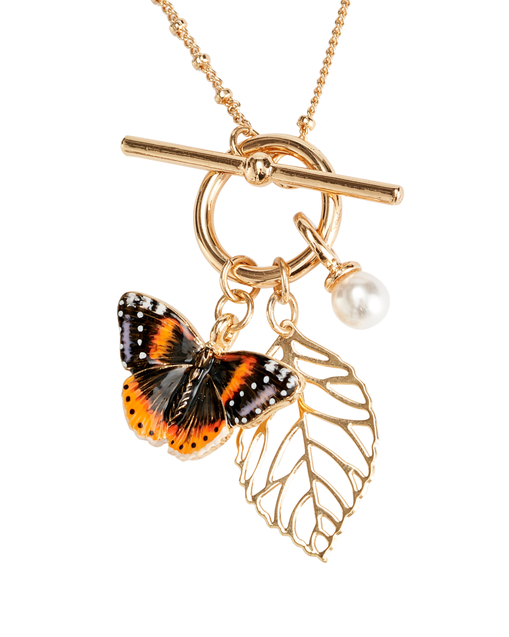 Enamel Red Admiral Charm Necklace