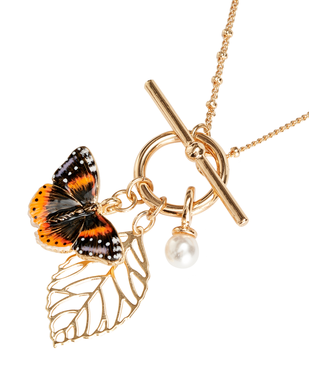 Enamel Red Admiral Charm Necklace