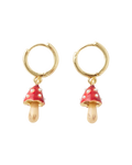 Enamel Mushroom Huggie Earrings