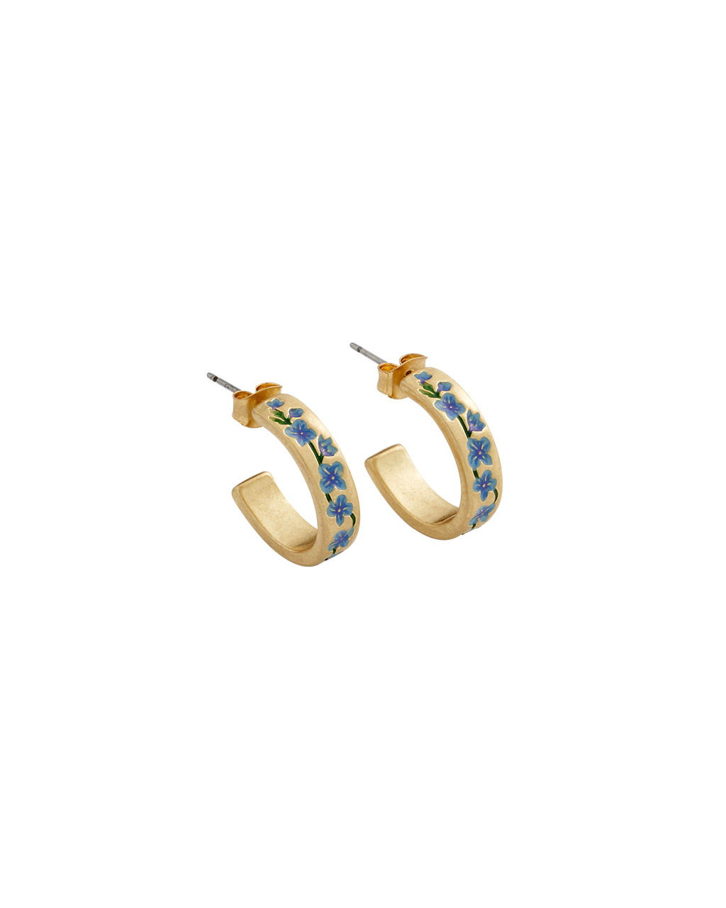 Blue Forget-Me-Not Hoop Earings