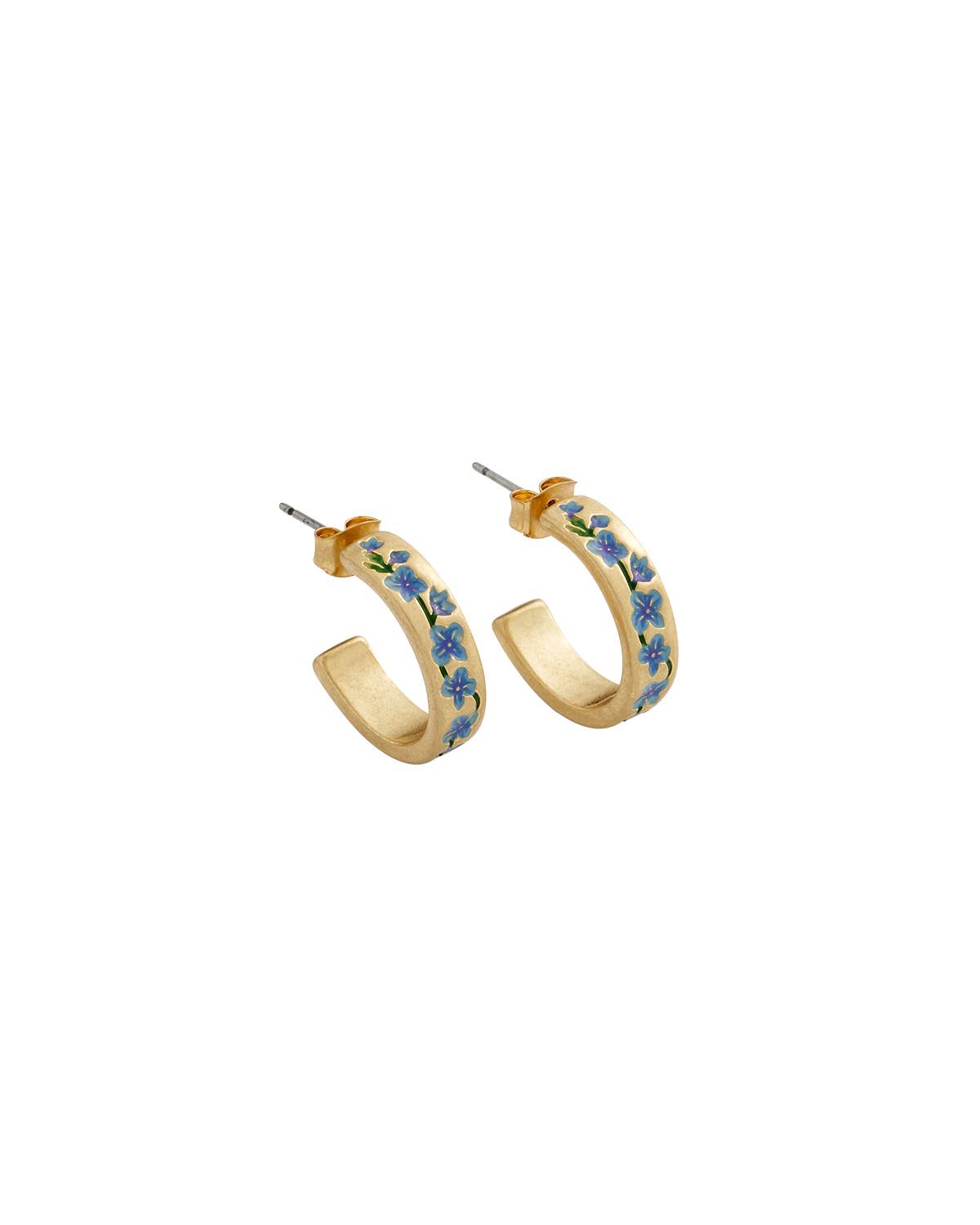 Blue Forget-Me-Not Hoop Earings