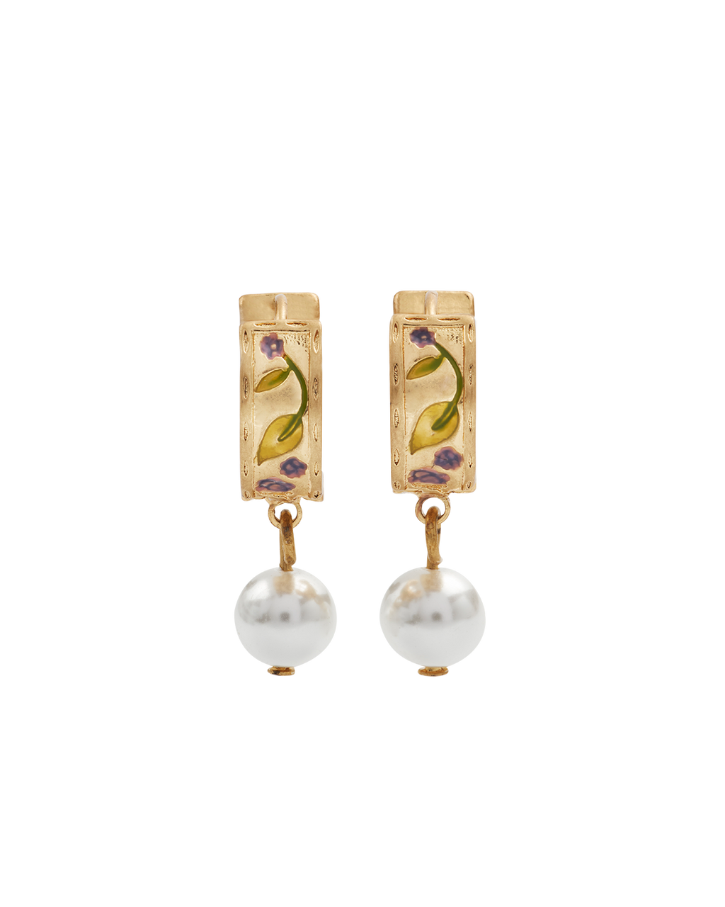 Gold Blackberry Bramble Pearl Drop Huggie Earrings