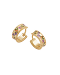 Gold Folksy Floral Huggie Earrings