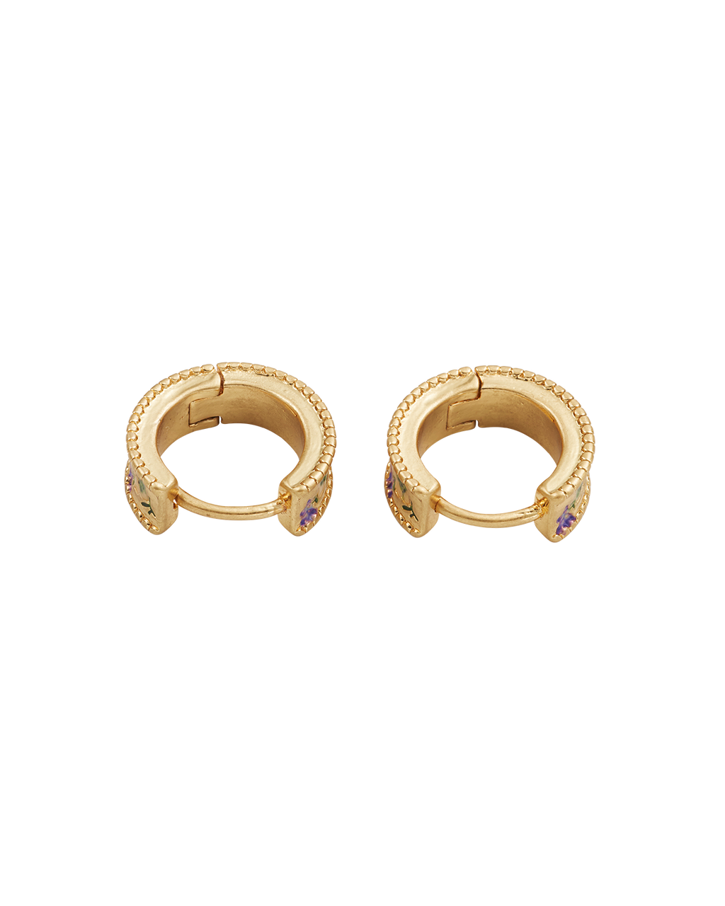 Gold Folksy Floral Huggie Earrings