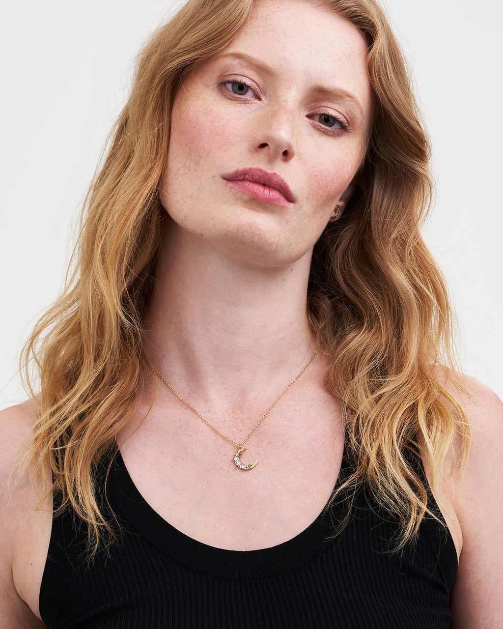Gold Nightshade Moon Pendant Necklace
