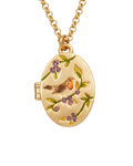 Gold Robin & Blackberry Locket Necklace