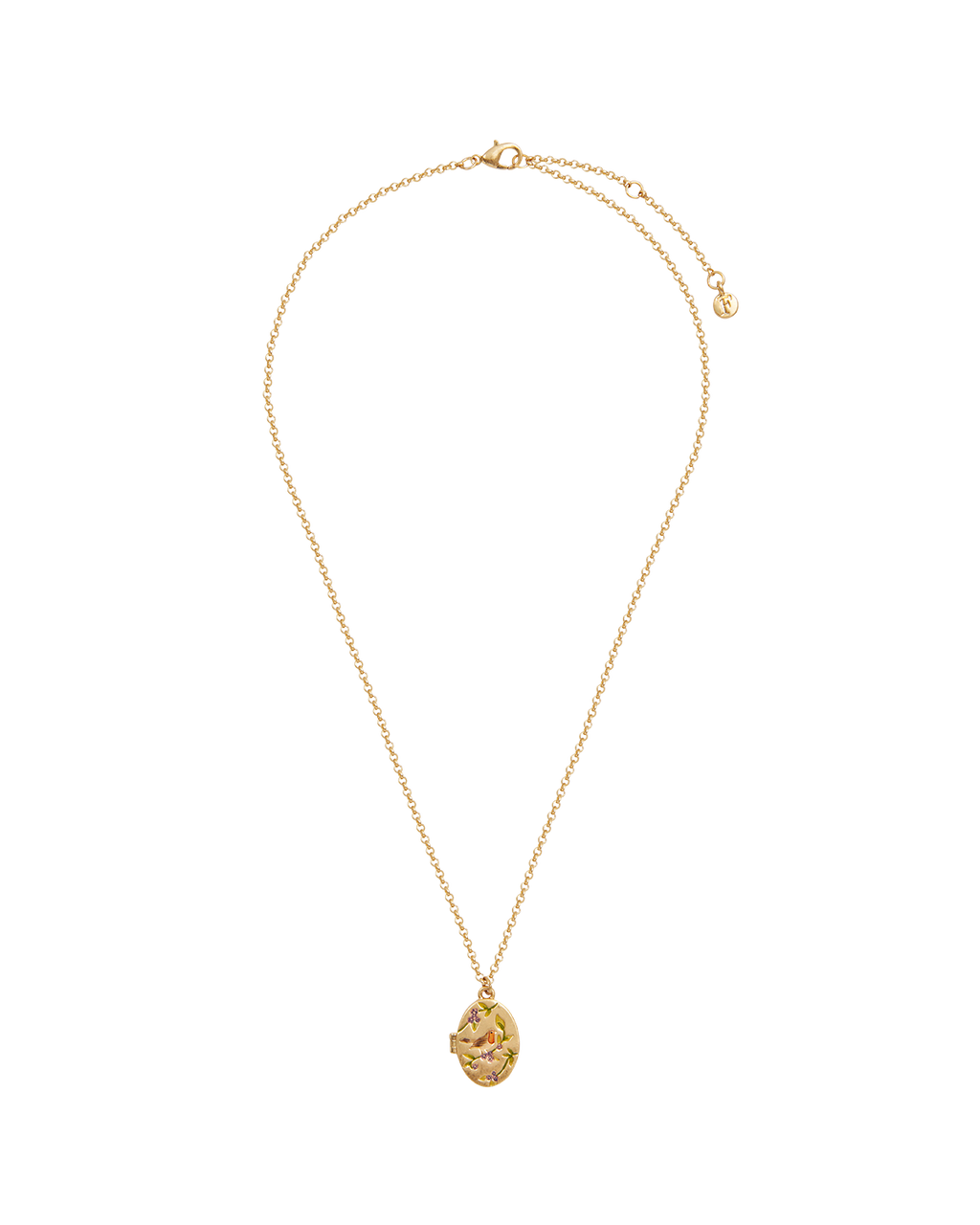 Gold Robin & Blackberry Locket Necklace