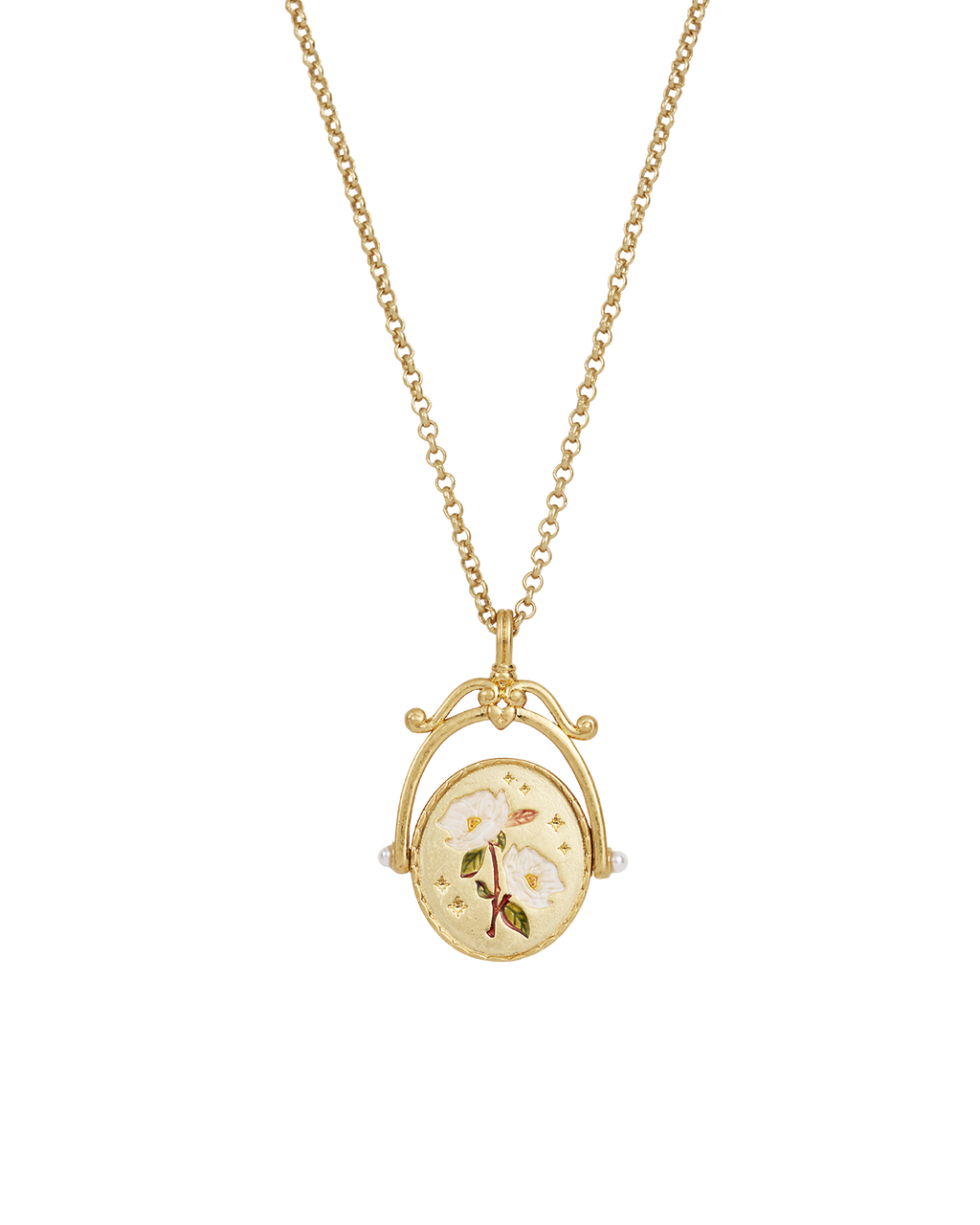 M Initial Magnolia Gold Spinner Necklace