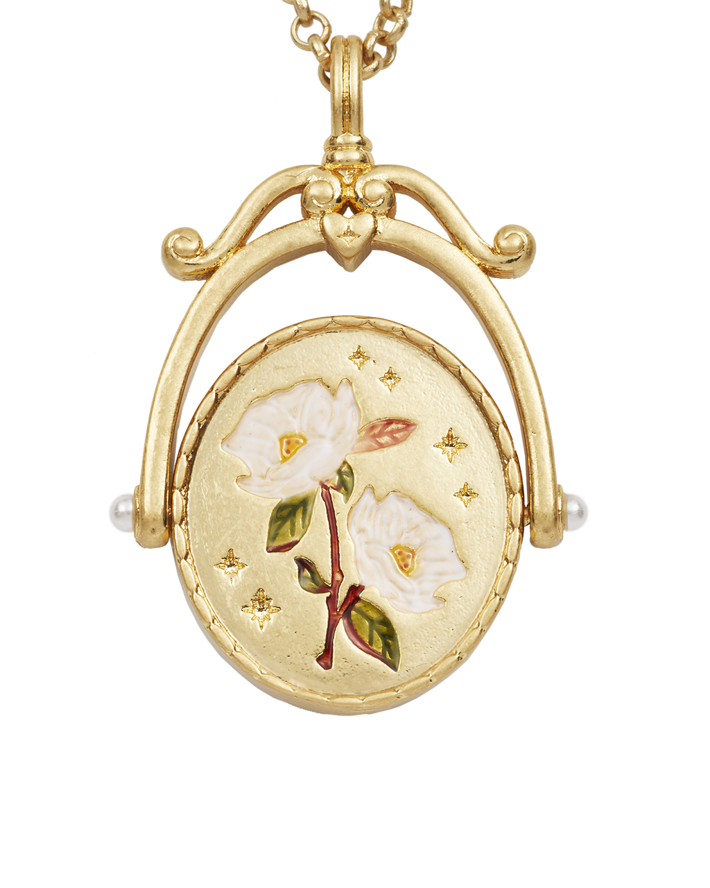 M Initial Magnolia Gold Spinner Necklace