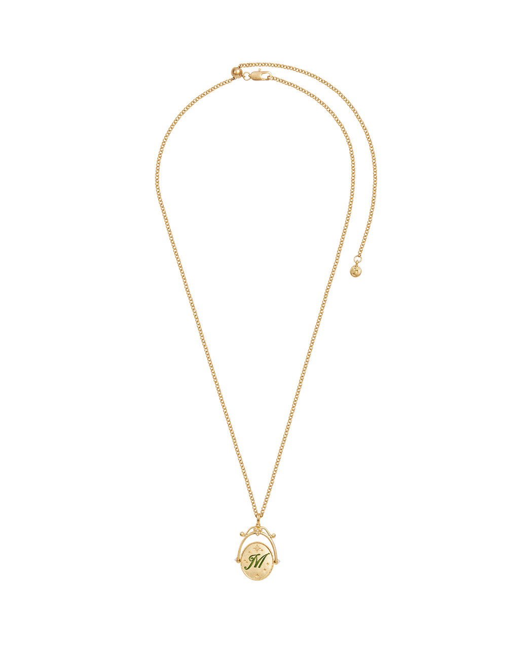M Initial Magnolia Gold Spinner Necklace