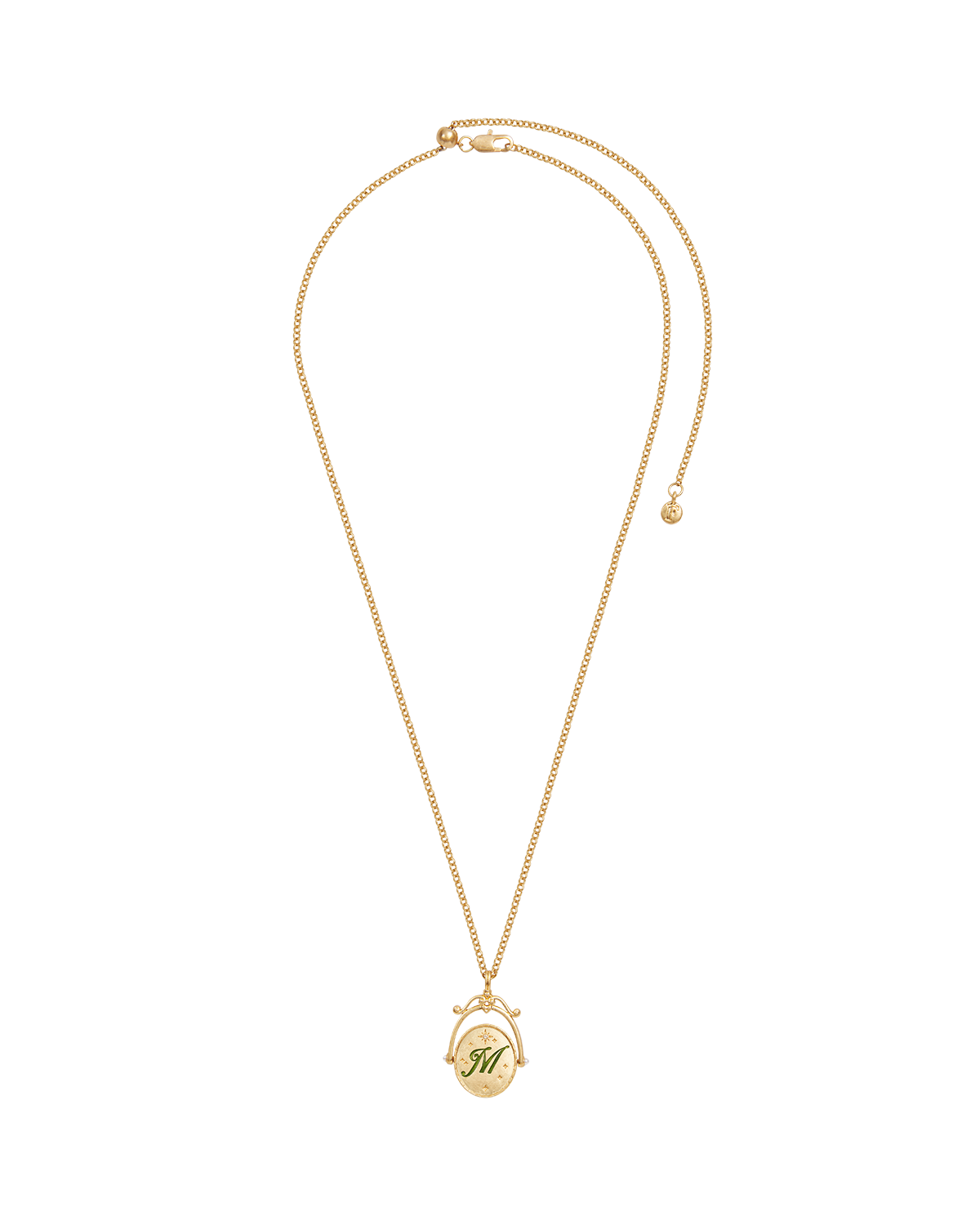M Initial Magnolia Gold Spinner Necklace