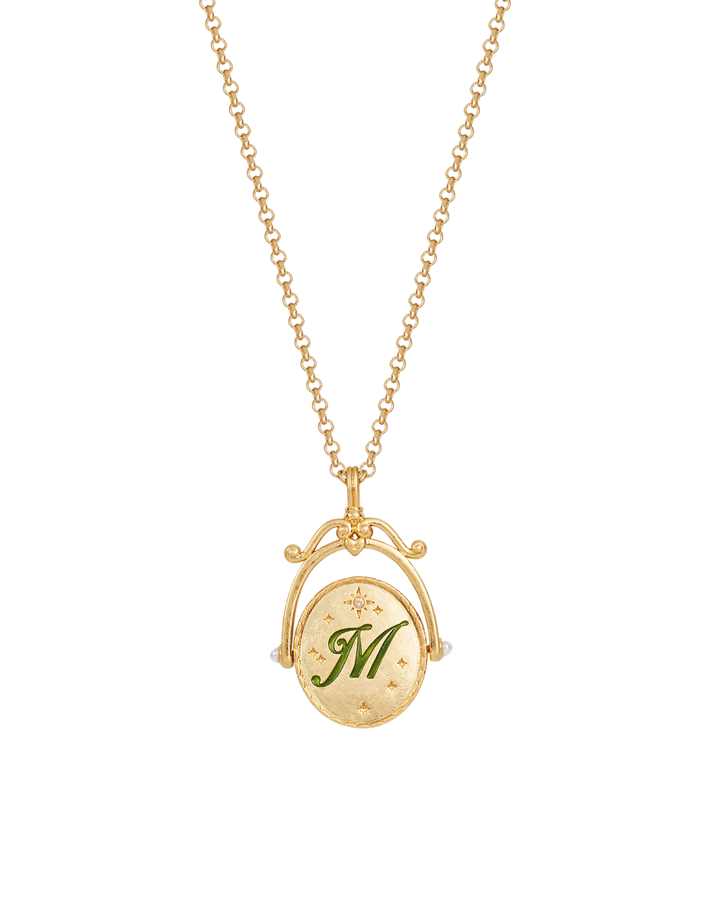 M Initial Magnolia Gold Spinner Necklace