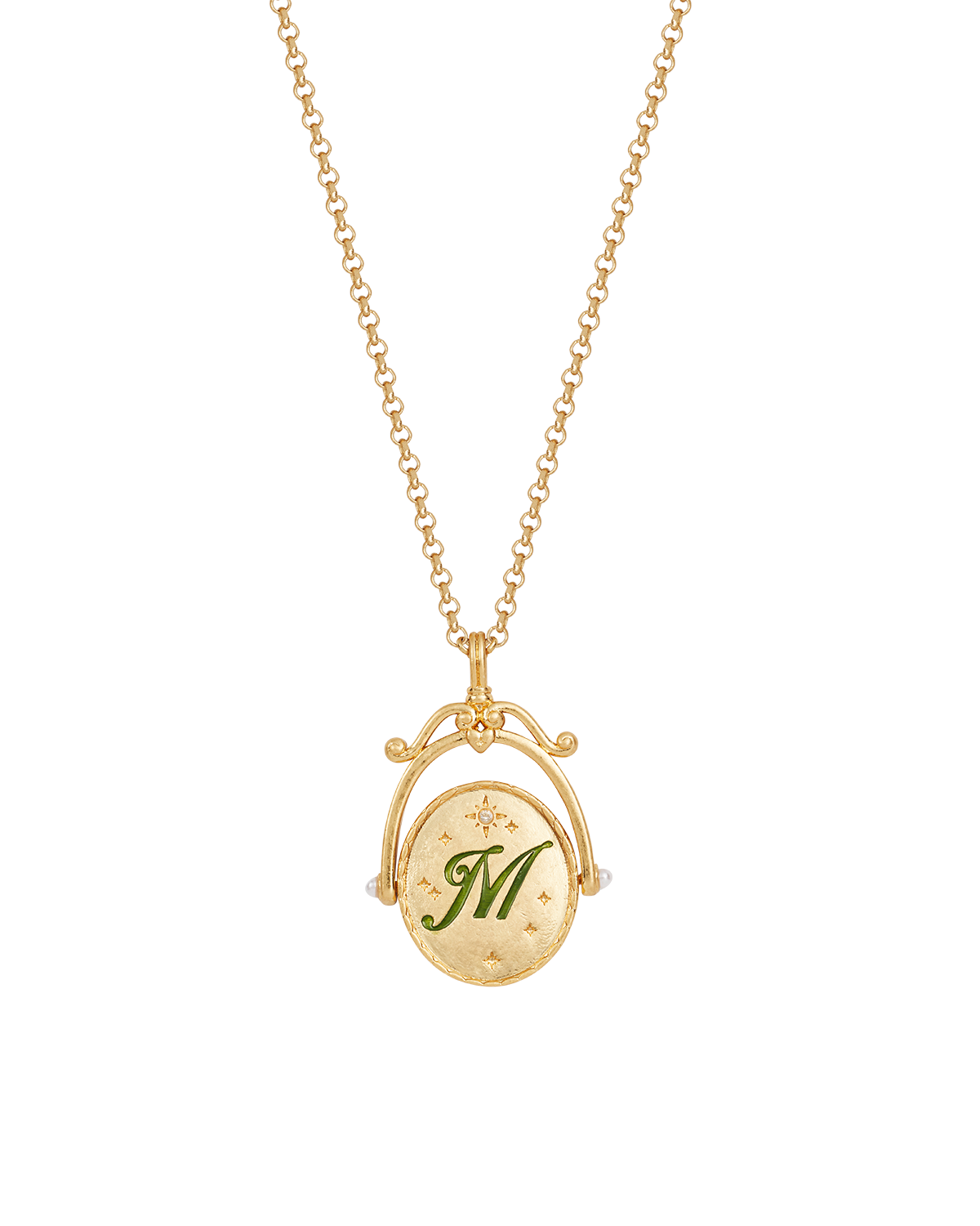 M Initial Magnolia Gold Spinner Necklace