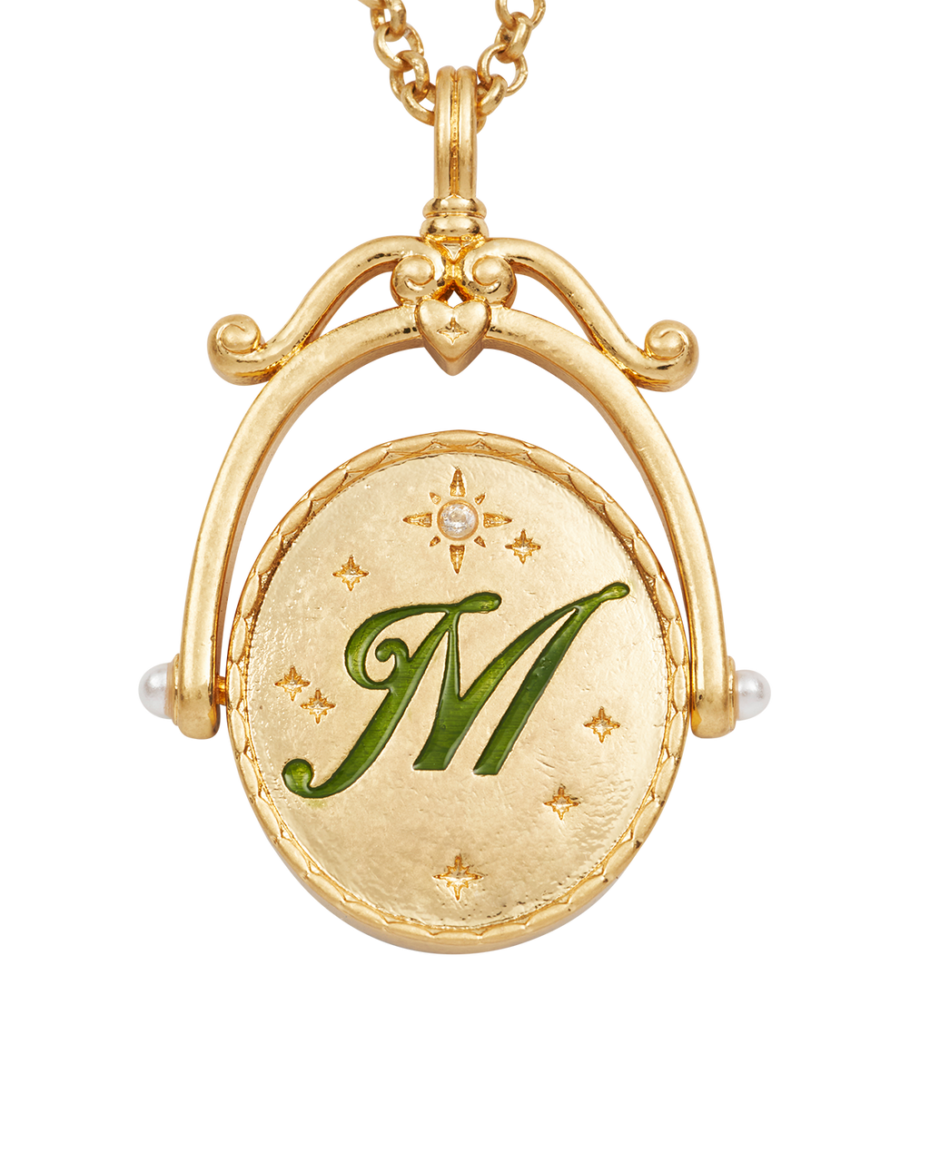 M Initial Magnolia Gold Spinner Necklace