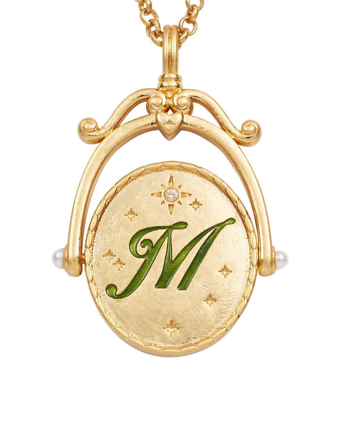 M Initial Magnolia Gold Spinner Necklace