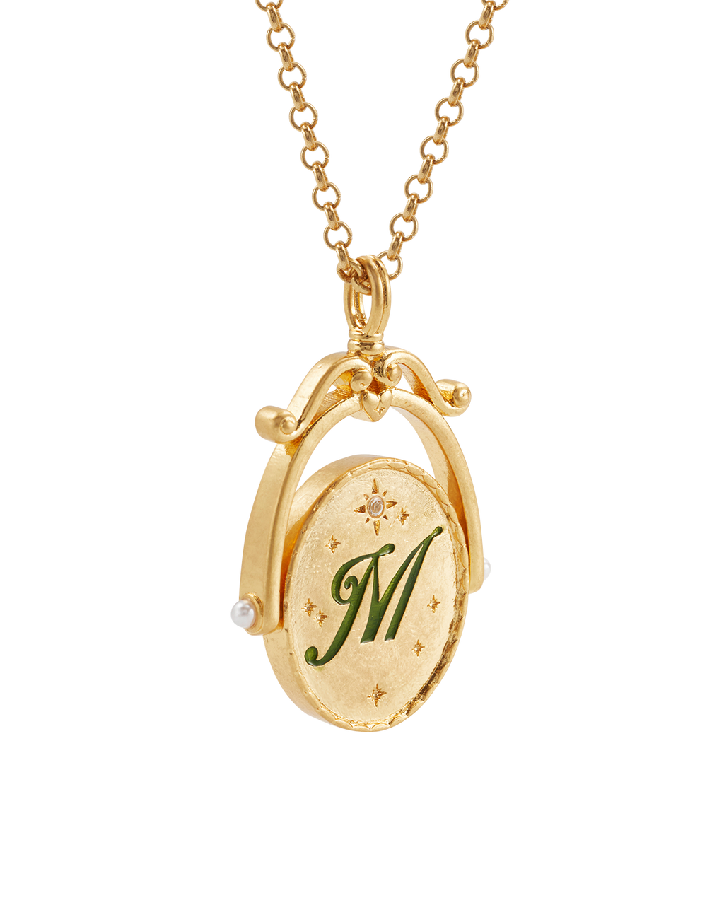 M Initial Magnolia Gold Spinner Necklace