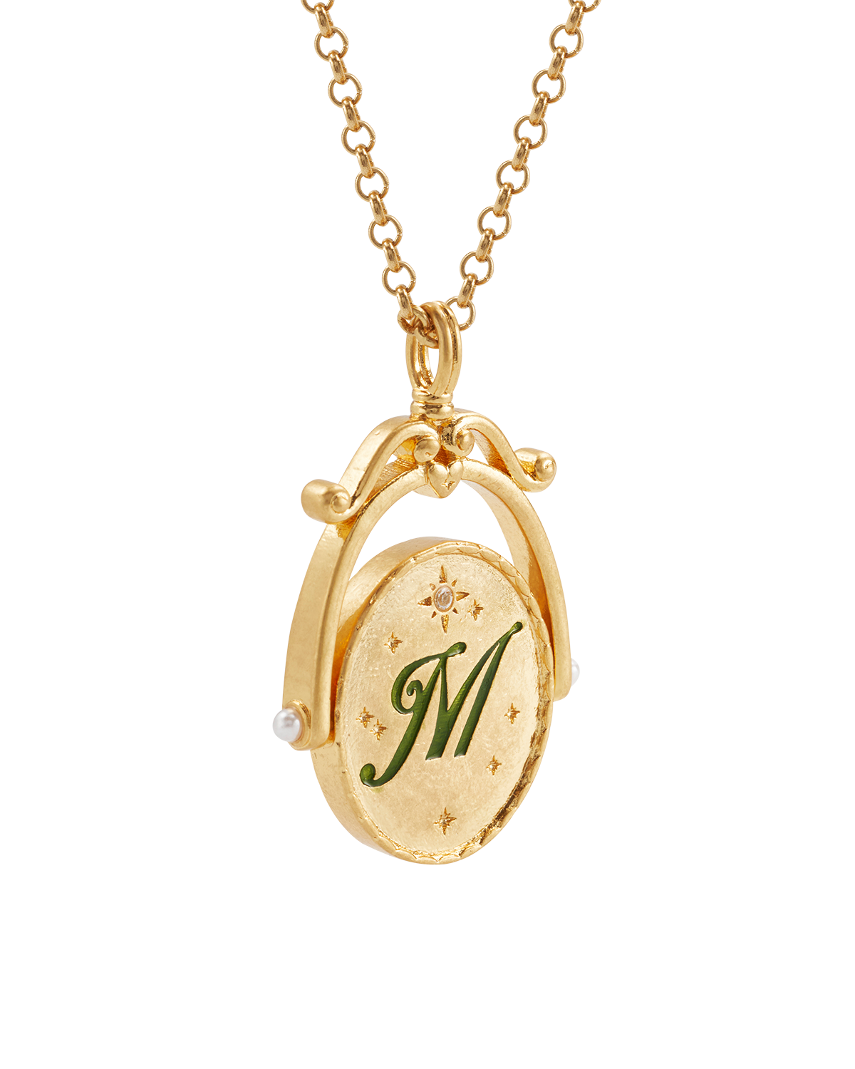 M Initial Magnolia Gold Spinner Necklace