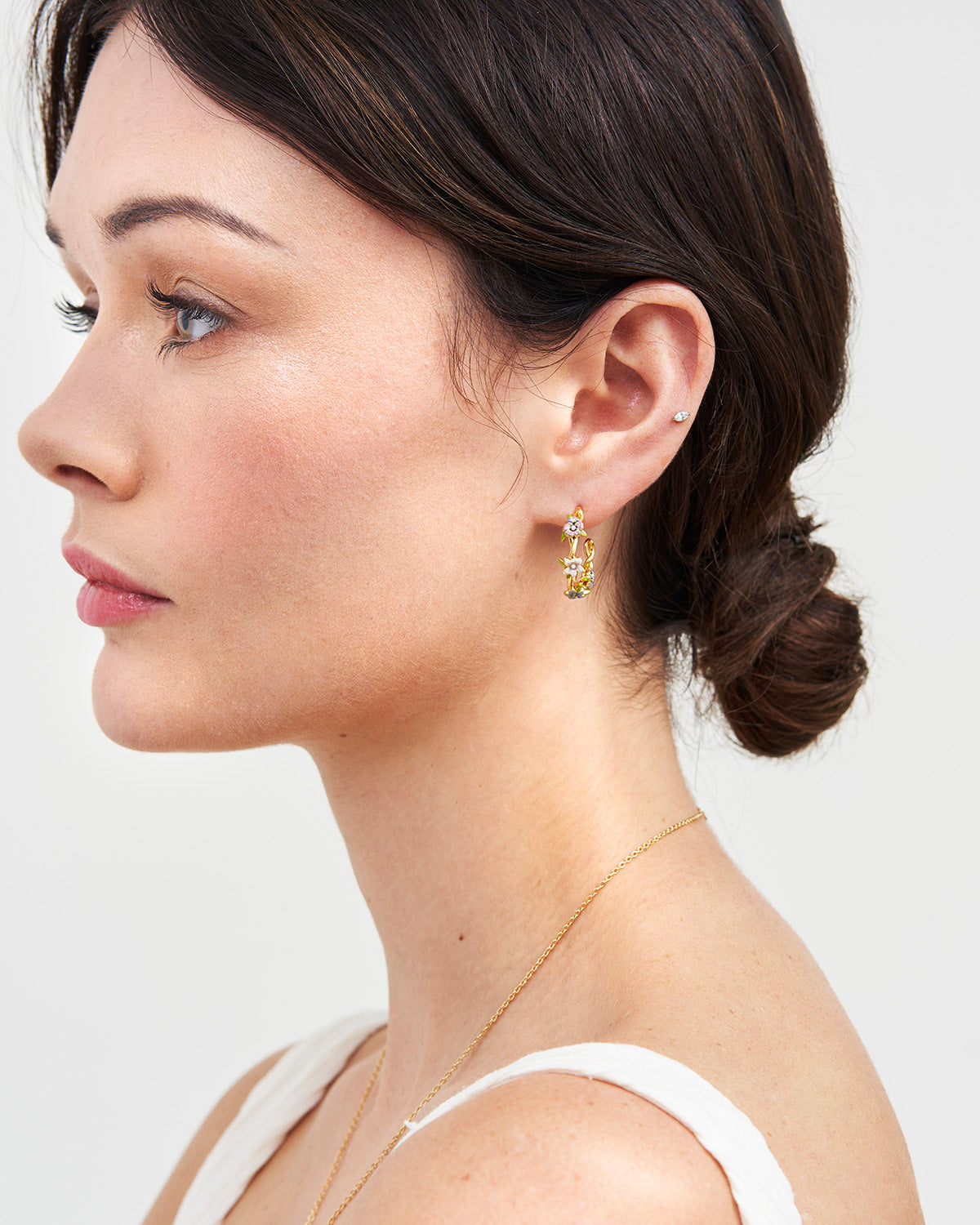 Gold Wildflower Hoop Earrings
