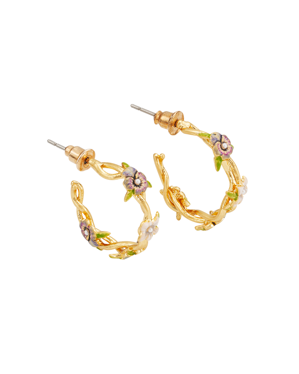 Gold Wildflower Hoop Earrings