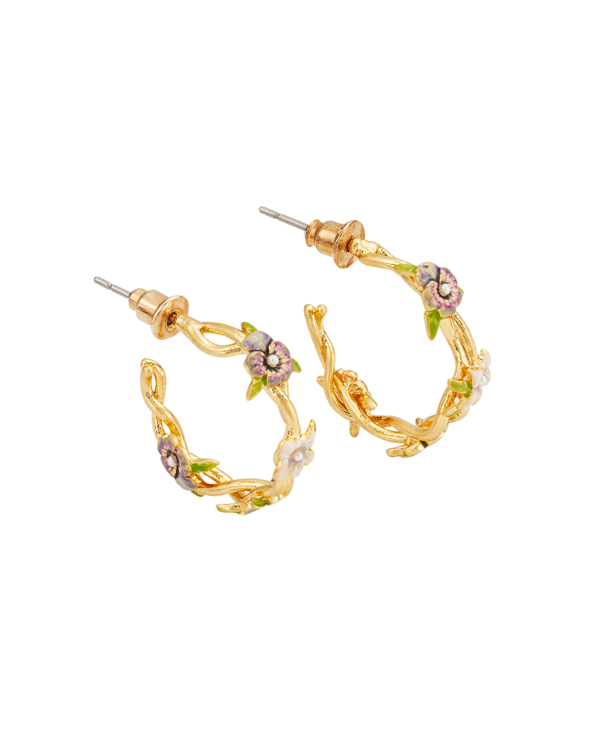 Gold Wildflower Hoop Earrings