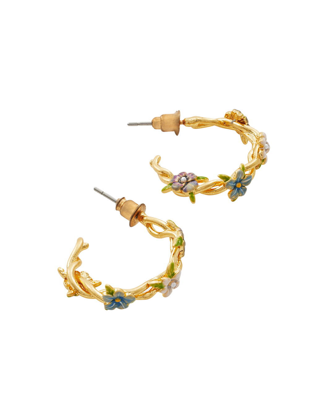 Gold Wildflower Hoop Earrings