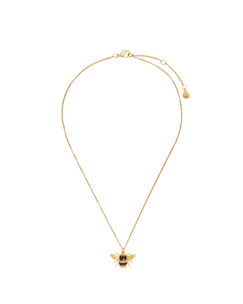 Gold Honey Bee Enamel Necklace