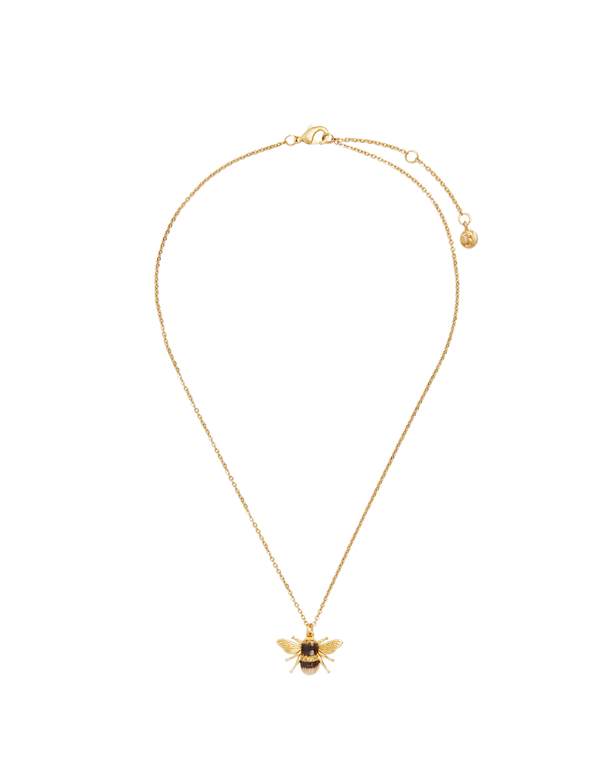 Gold Honey Bee Enamel Necklace