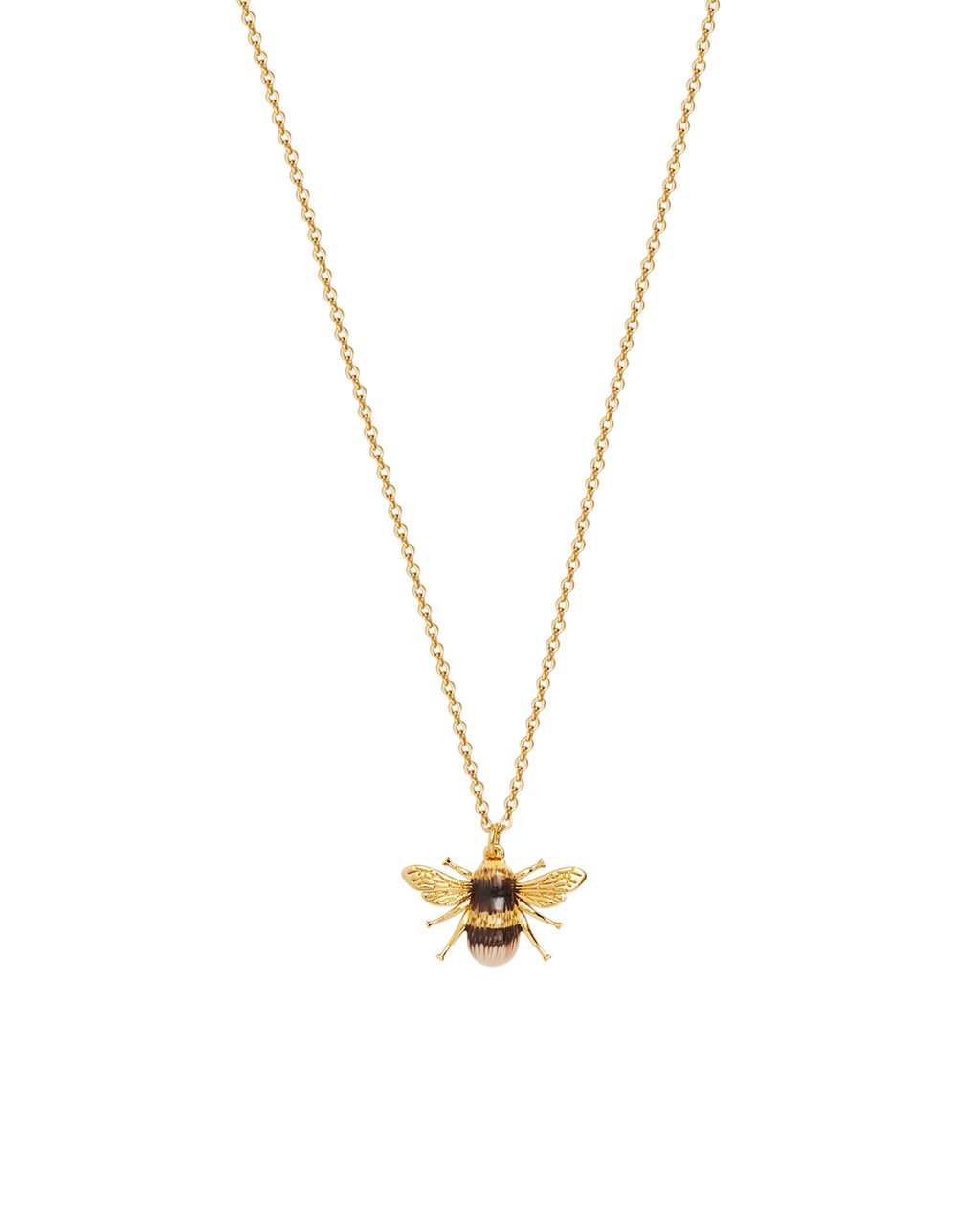 Gold Honey Bee Enamel Necklace