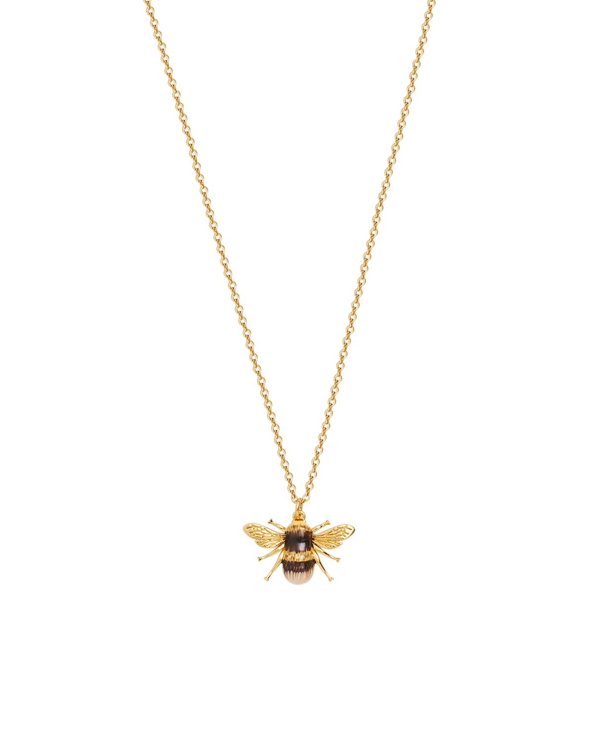 Gold Honey Bee Enamel Necklace