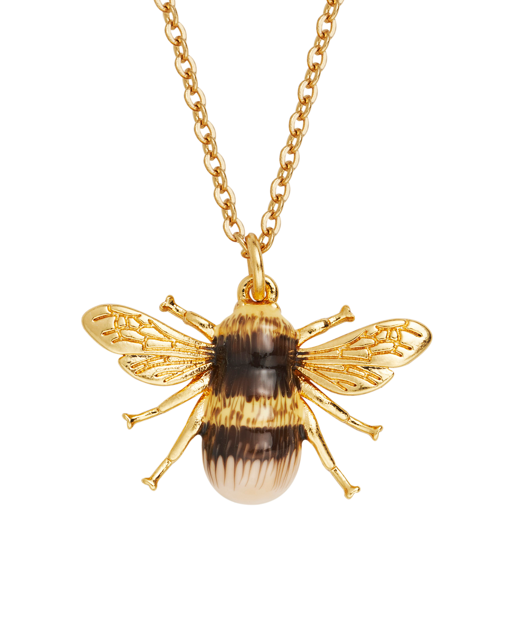 Gold Honey Bee Enamel Necklace