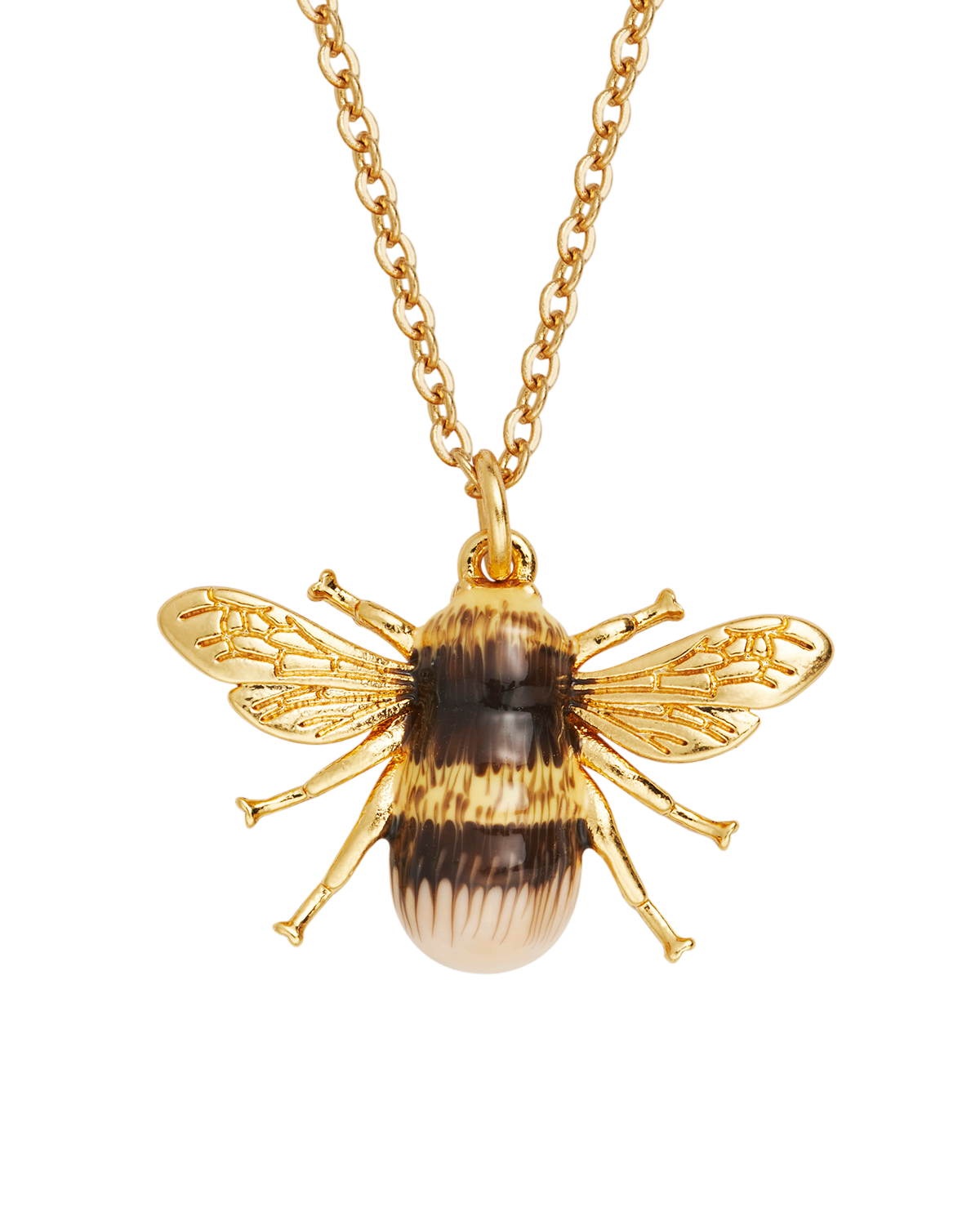 Gold Honey Bee Enamel Necklace