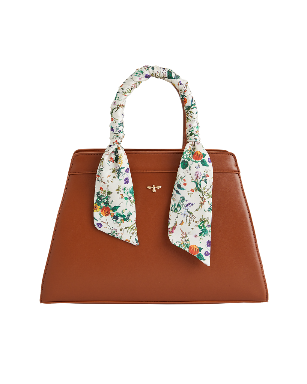 Tan Botanical Pumpkin Structured Tote