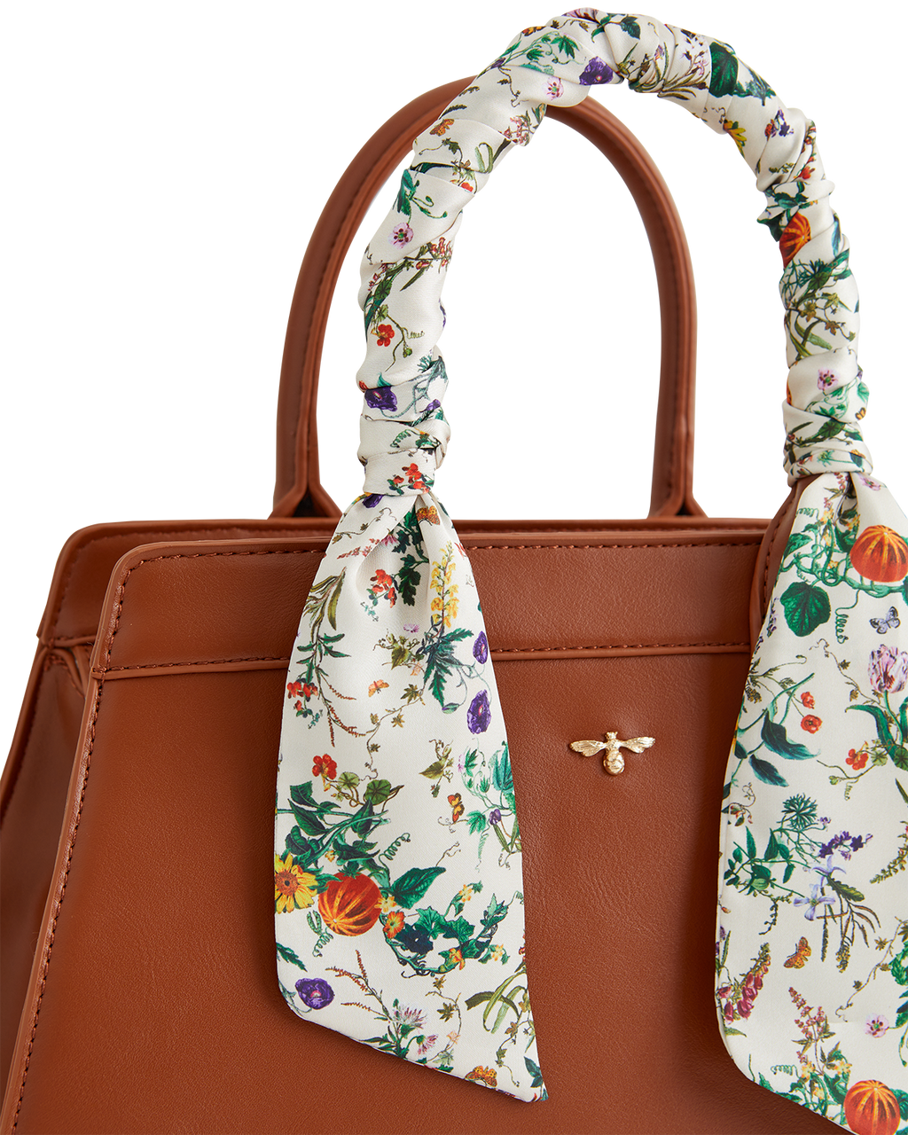 Tan Botanical Pumpkin Structured Tote