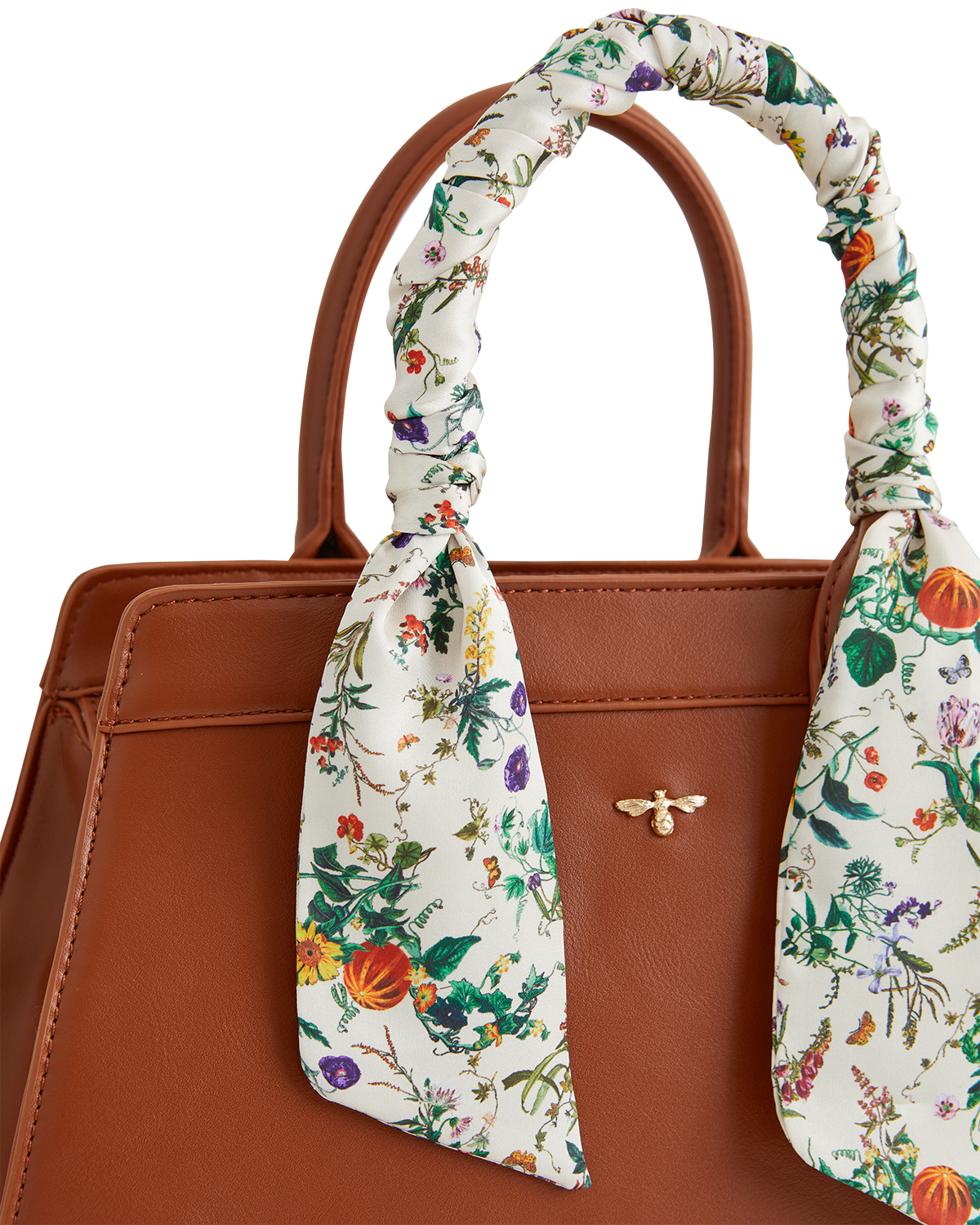 Tan Botanical Pumpkin Structured Tote