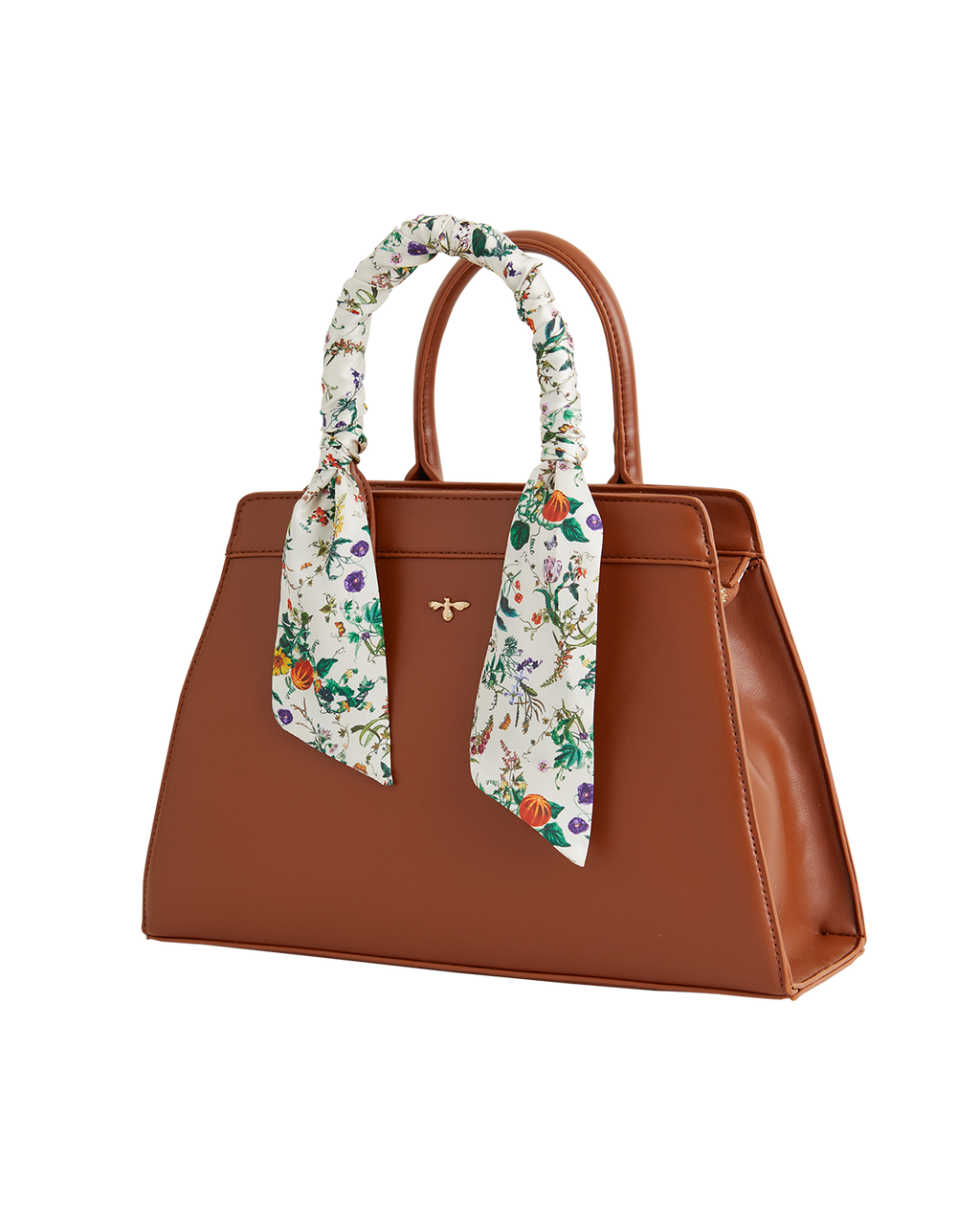 Tan Botanical Pumpkin Structured Tote