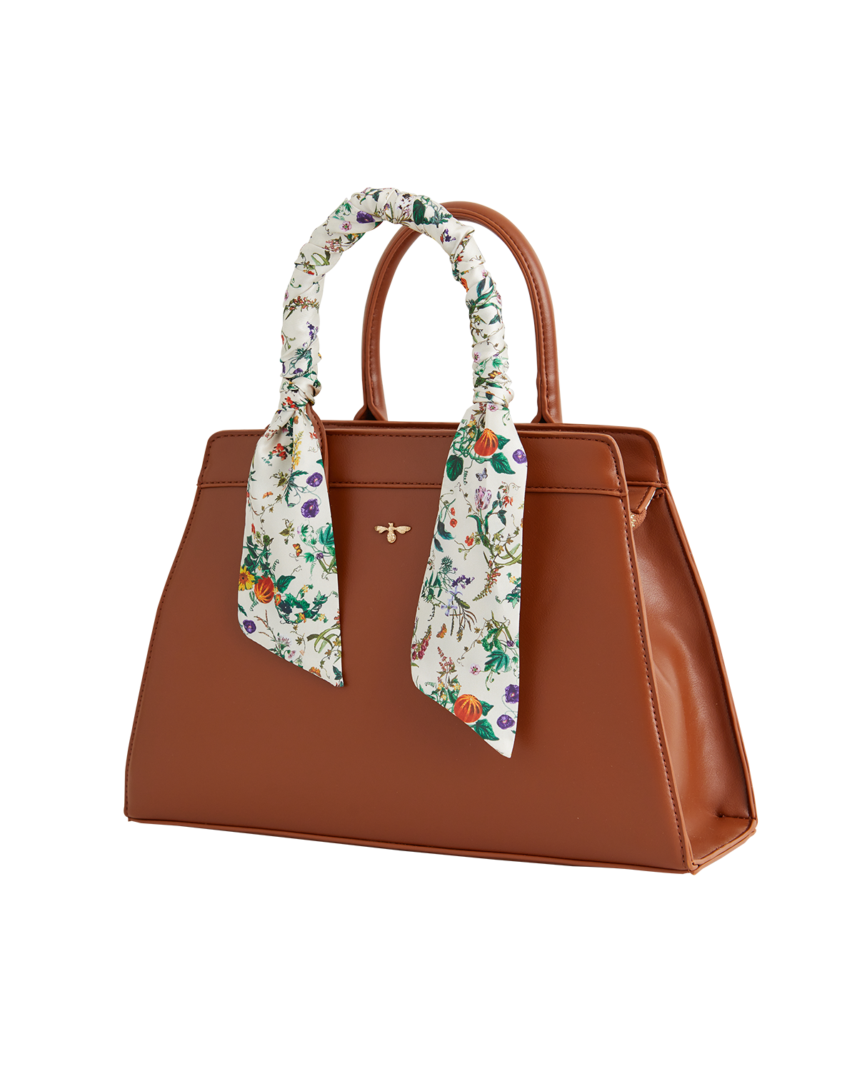 Tan Botanical Pumpkin Structured Tote