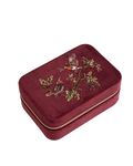 Robin Love Embroidered Large Jewellery Box Redcurrant Velvet