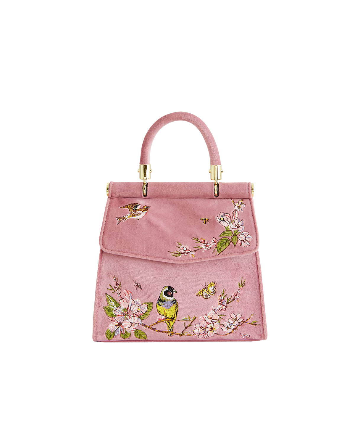 Morning Song Bird Embroidered Mini Pink Tote