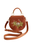 Sleepy Fawn Embroidered Satin Saddle Bag