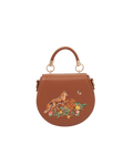 Fox & Pumpkin Embroidered Tan Saddle Bag
