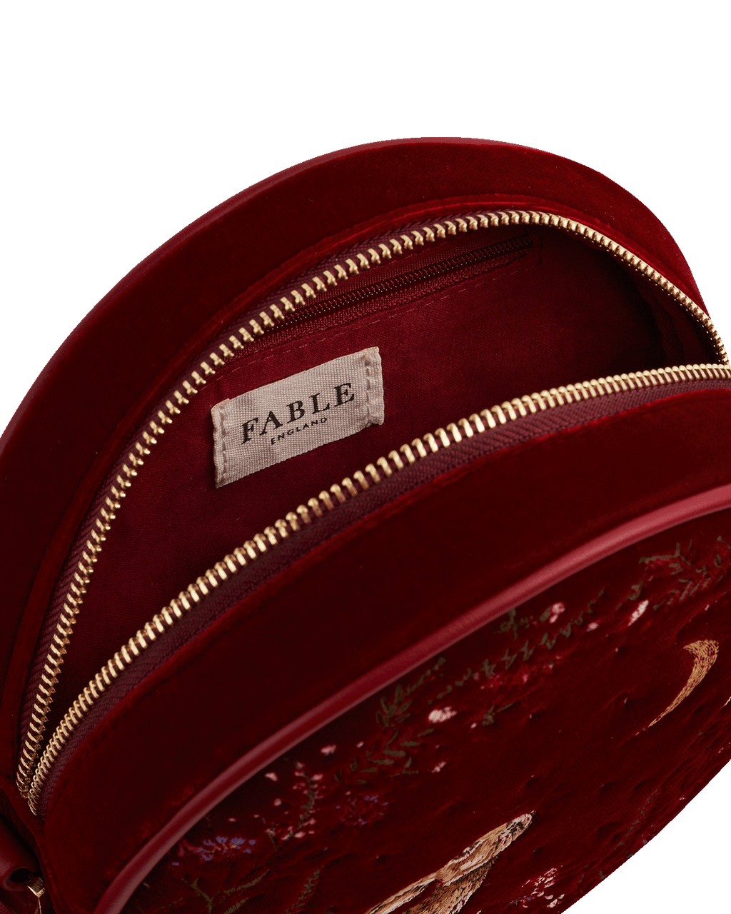 Red Star Gazing Rabbit Embroidered Circle Bag