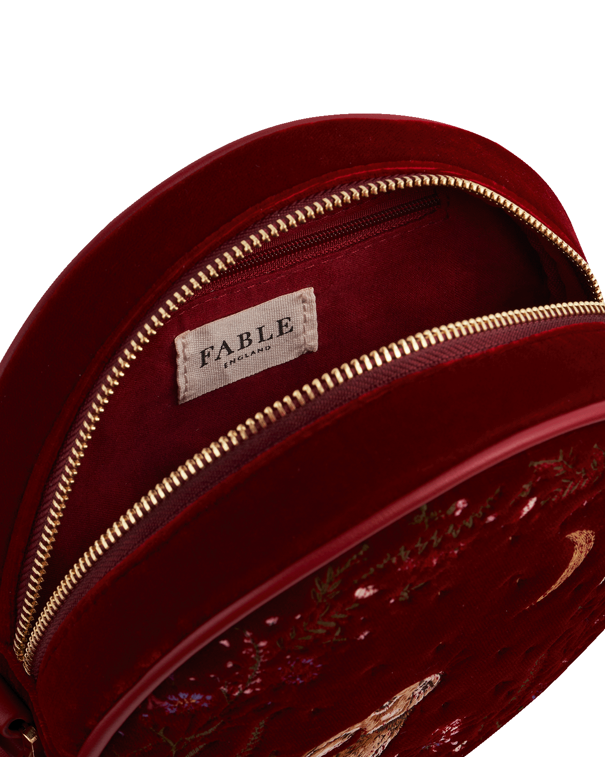 Red Star Gazing Rabbit Embroidered Circle Bag