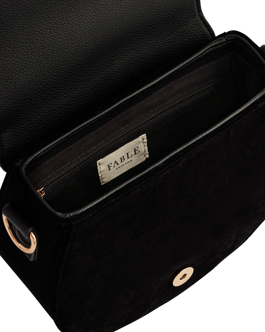 Black Fox & Owl Embroidered Top Handle Saddle Bag