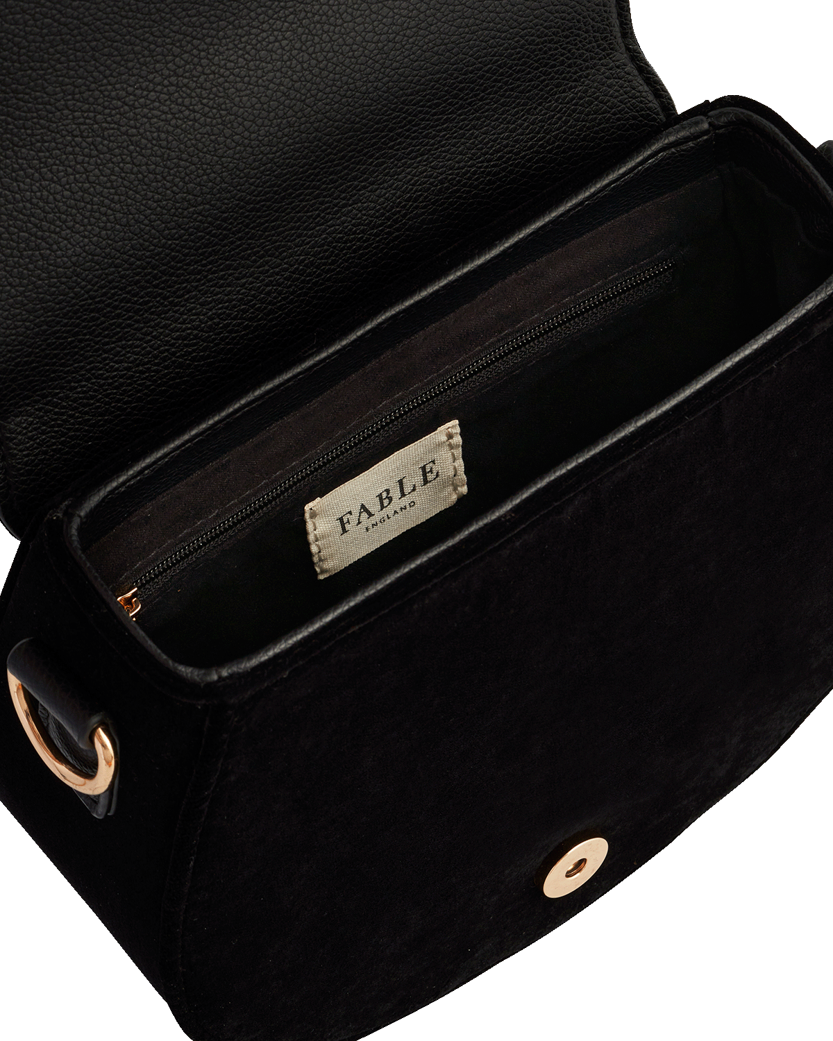 Black Fox & Owl Embroidered Top Handle Saddle Bag